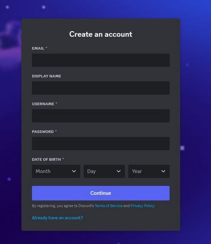 create discord acc